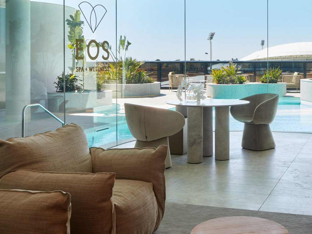 EOS Spa and Wellness lounge — SkyCity Adelaide polished concrete flooring