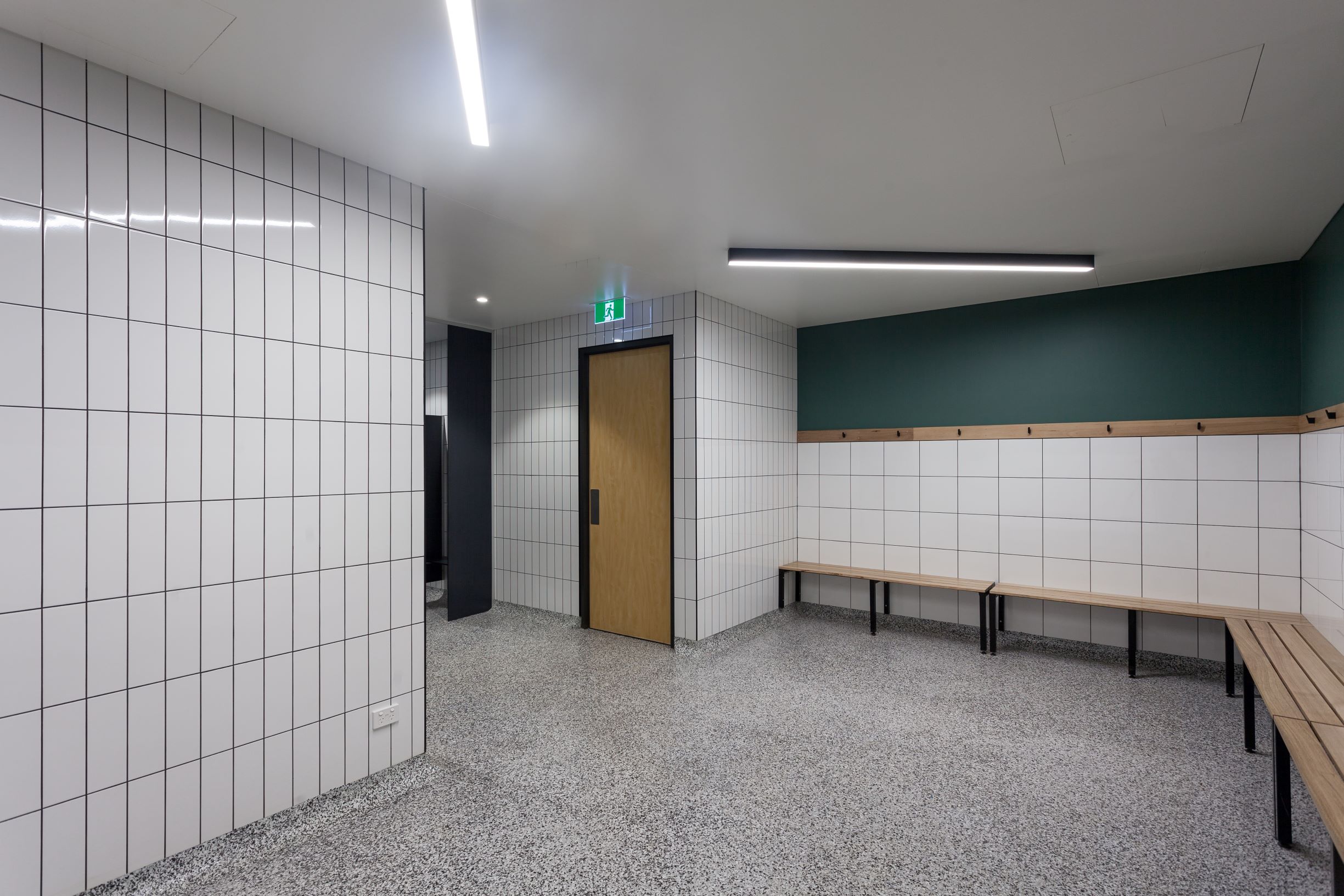 Epoxy flake floor finish — Cabra Dominican College wet area flooring