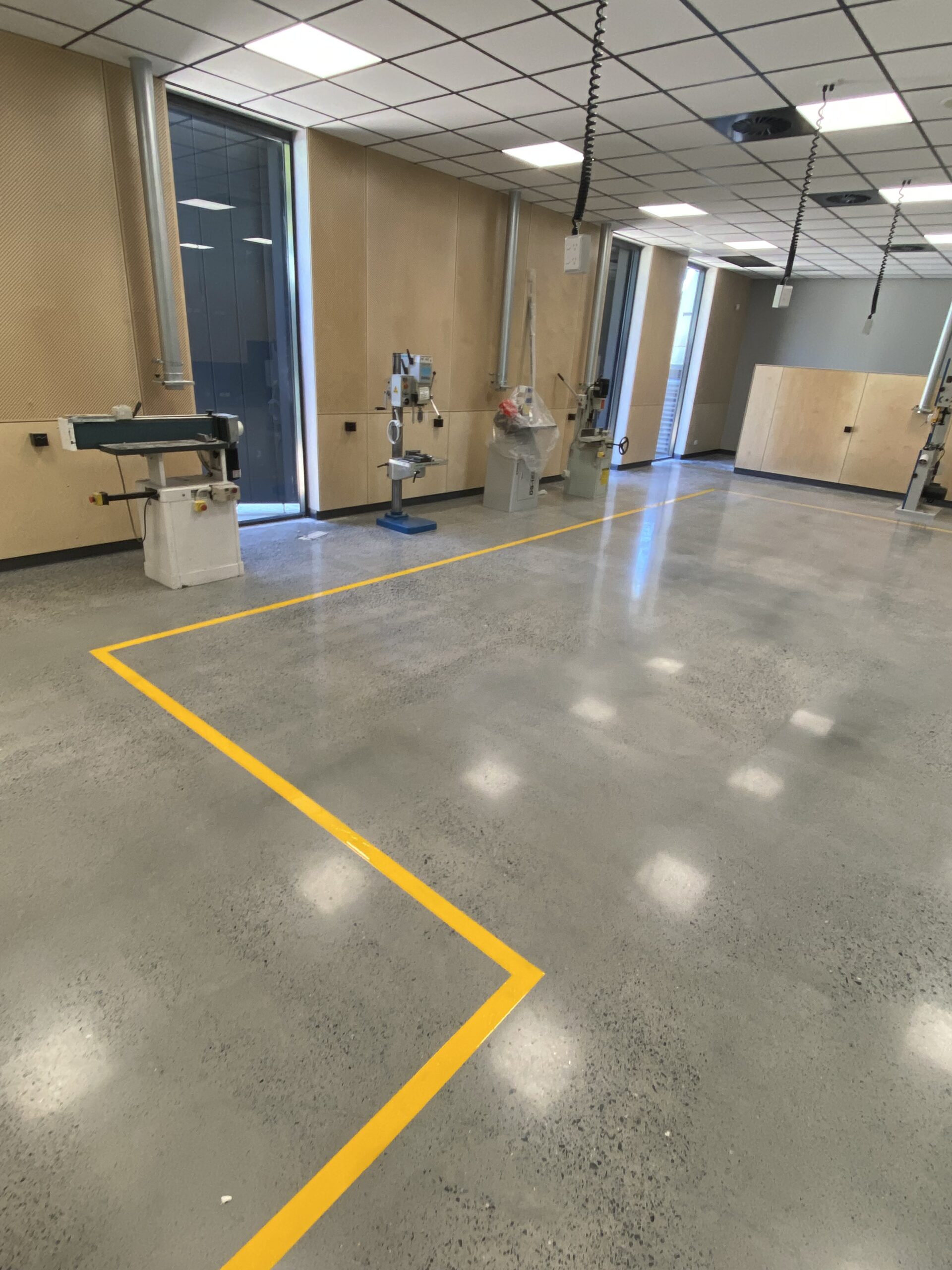 Polished concrete floor — Cabra Dominican College tech studies area
