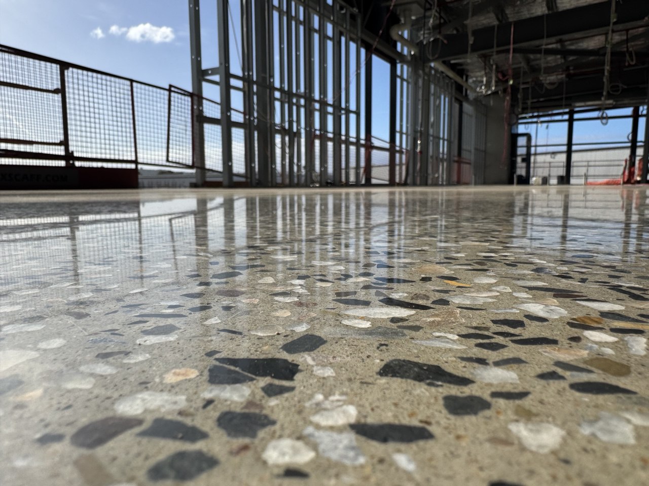 Exposed aggregate polished concrete — Haigh's Chocolates upper level