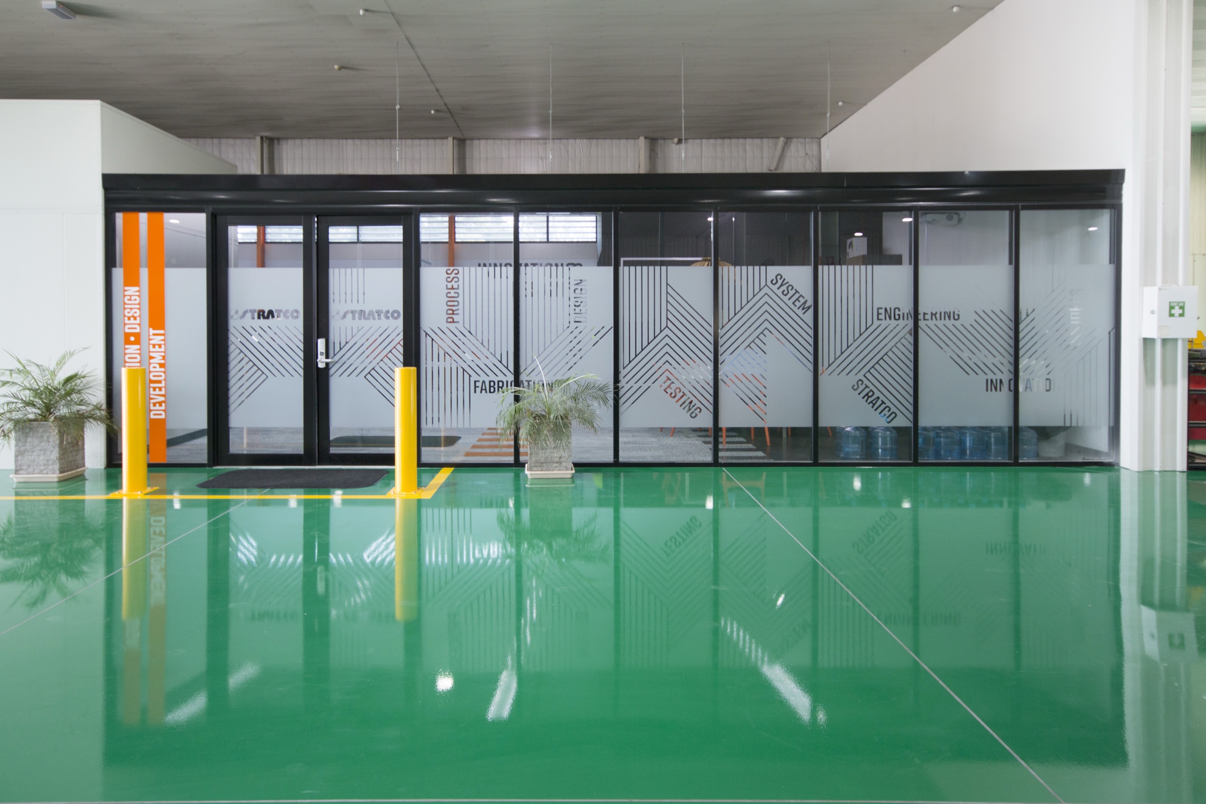 Control joint sealing and line marking detail — Stratco R&D Facility