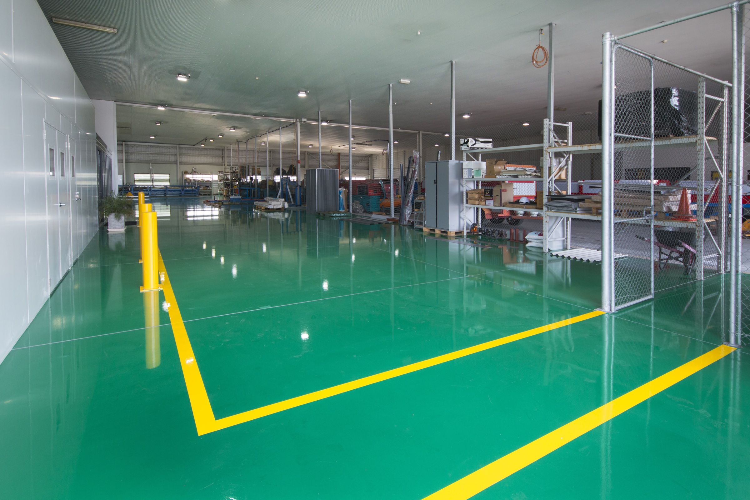 Completed epoxy flooring installation at Stratco R&D Facility