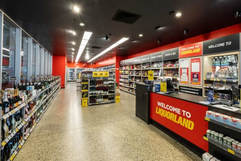 Polished concrete floor — Liquorland Victor Harbour interior, welcome counter