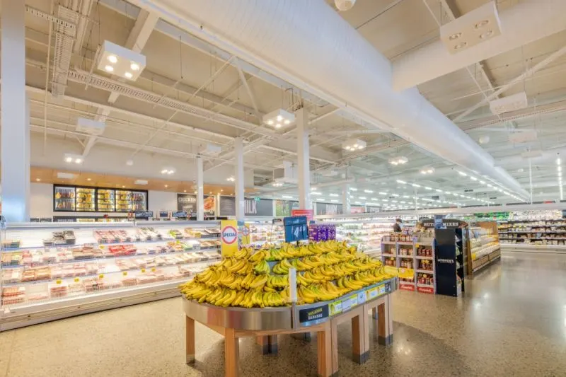 Polished concrete floor — Coles Victor Harbour supermarket produce section