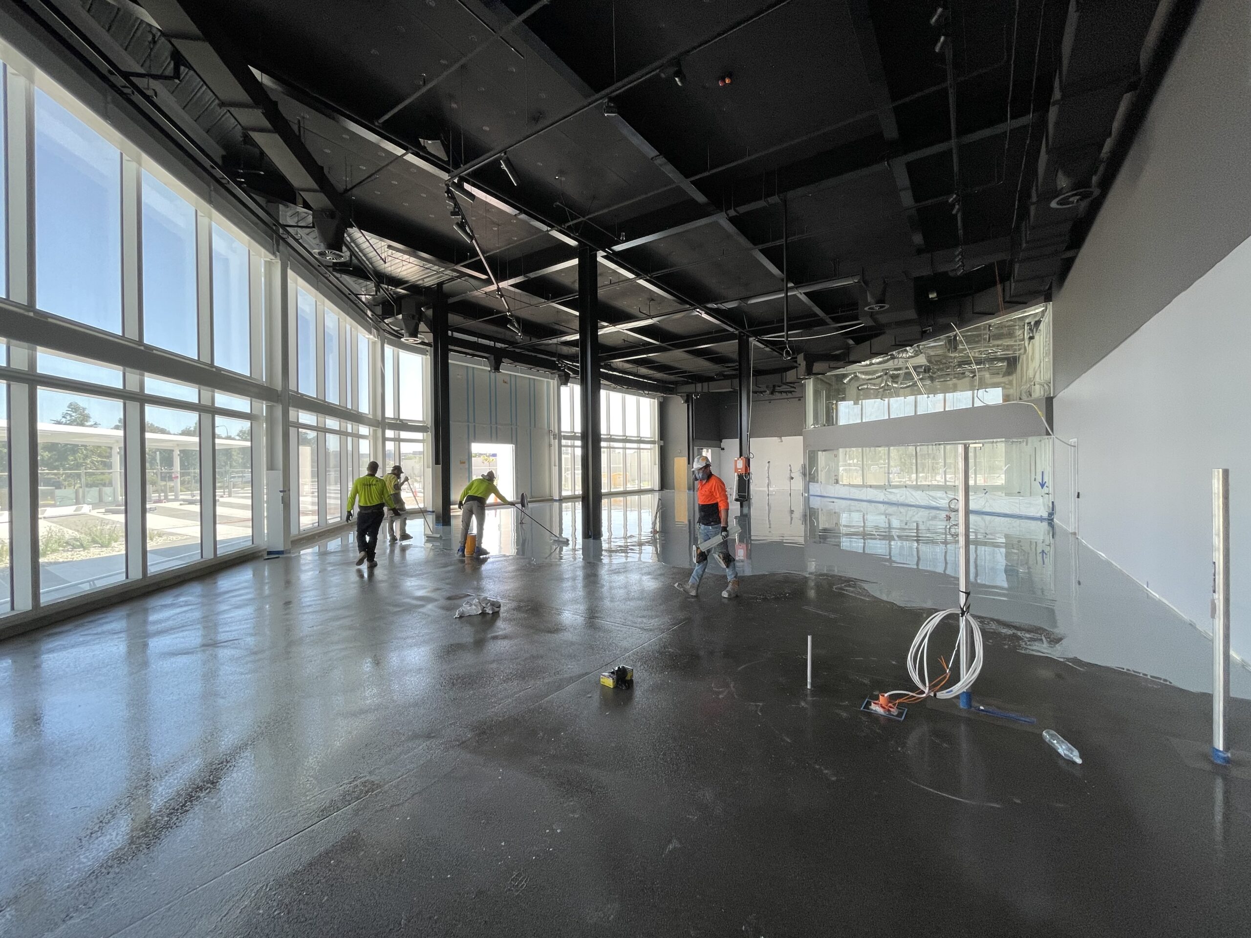 Scale of the self-levelling epoxy installation — Adelaide Airport Vickers Vimy Exhibition Space